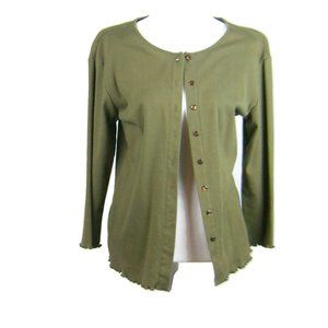 Kahala Women's Knit Sweater Jacket Sage Green Button Front Size Medium